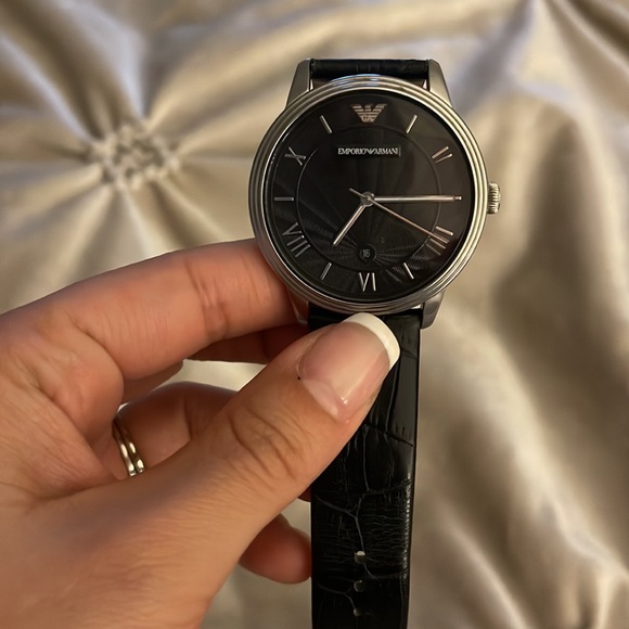 **SOLD ELSEWHERE** Emporior Armani - Unisex Black Watch w/ Silver Face - Picture 11 of 16